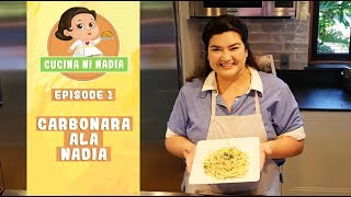 Carbonara Recipe Ala Nadia  How to cook Creamy Pasta Carbonara Filipino Style Recipe [upl. by Armond]