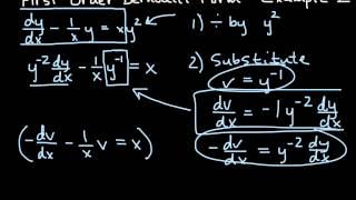 Bernoulli First Order Equations  Example 1 [upl. by Sweyn]