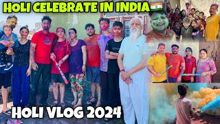 Holi Celebrate In INDIA🇮🇳😍With Family  HOLI VLOG 2024  Angel’s Shivam [upl. by Ylerebmik617]