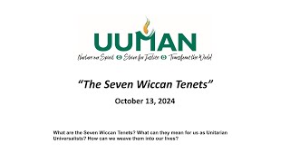 UUMAN Sunday Service October 13 2024  “The Seven Wiccan Tenetsquot [upl. by Marlene]