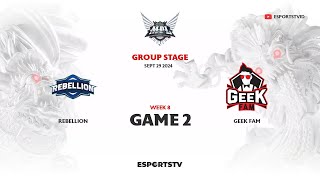 Rebellion vs Geek Fam GAME 2 MPL ID S14  GEEK VS RBL ESPORTSTV [upl. by Lamprey139]