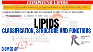 Lipids Classification Structure and Functions [upl. by Matlick701]