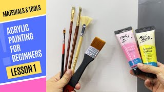 The Beginners Series  Lesson 1  Acrylic Painting Materials for Beginners [upl. by Wolfson]