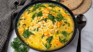 Vegan Avgolemono Soup Greek Lemon Orzo Soup [upl. by Oedama905]