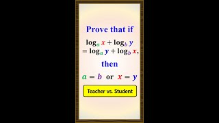 A Logarithmic Algebra Proof Teacher vs Student shorts [upl. by Humpage938]