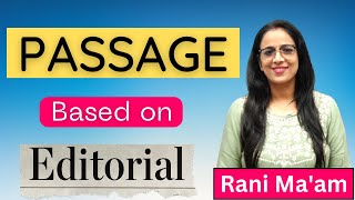 Passage Based On Editorial  1  Unseen Passage  How to Solve a Passage  English With Rani Maam [upl. by Annal888]