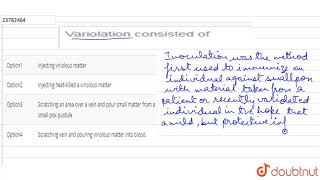 Variolation consisted of [upl. by Carpenter]