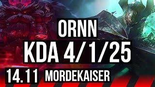 ORNN vs MORDEKAISER TOP  4125 500 games  NA Master  1411 [upl. by Anailil667]