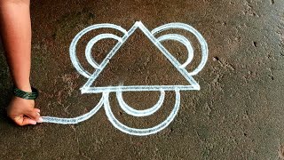 Thai madham easy kolambegginers rangoli design 3 dots eaay rangoli design Daily Super rangoli [upl. by Kacerek]