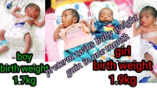 preterm low weight birth twins baby weight gain in one month  35weeks baby [upl. by Inimak]