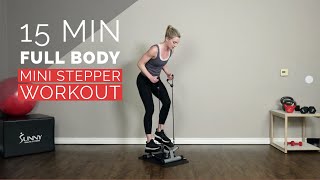 15 Minute Full Body Mini Stepper with Bands Workout [upl. by Yatnuahs]