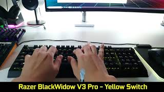 Razer BlackWidow V3 Pro Yellow vs Purple vs Green vs MX Red Switch Sound Comparison [upl. by Past]