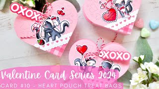 Valentine Card Series 2024 10  Lawn Fawn  Copic Coloring  Creating Heart Pouch Treat Bags [upl. by Emawk]