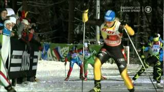 Magdalena Neuner  27th World Cup win  Oberhof Sprint Jan 2012 [upl. by Atselec]