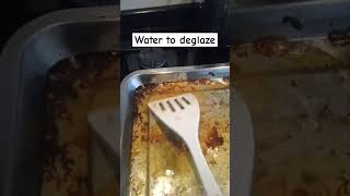 How to deglaze and oven tray 2 goals obtained freezer space amp chicken stock [upl. by Paehpos]