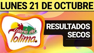 Resultado SECOS Lotería del TOLIMA Lunes 21 de Octubre de 2024 SECOS 😱💰🚨 [upl. by Suitangi]