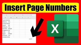 How To Insert Page Number In Excel [upl. by Jaenicke]