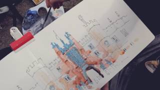 Urban sketching watercolour demonstration [upl. by Aihsekel15]