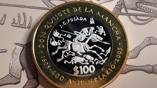 MUY ESCASA Y VALIOSA💸💲MONEDA DE 100 PESO DON QUIJOTE PROOF DE PLATA PRECIO E INFORMACION [upl. by Tennes]