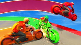 MILE HIGH TRON BIKE LASER BATTLES GTA 5 Funny Moments [upl. by Esdnil888]