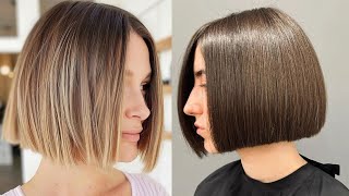 Bob Cut Blunt Cut Bob How To Cut The Layered Bob How To Style Asymmetrical Bob Straight Bob Hairstyl [upl. by Ronna]