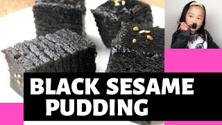 HEALTHY DESSERT Recipe  Chinese Black Sesame Pudding 芝麻糕） [upl. by Leva]