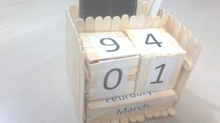 DIY How to make never ending date calendar cum phone standpen stand using popsicle sticks [upl. by Maddock557]