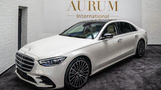 2021 Mercedes Benz S 500 Sedan designo diamond white  macchiatobeige by AURUM International 4K [upl. by Eek115]