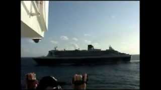 QM2 and QE2 An Atlantic Horn Salute [upl. by Osyth270]