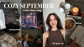 Cozy September Vlog  fall clothing haul glowup autumn baking pumpkin shopping [upl. by Ferro]