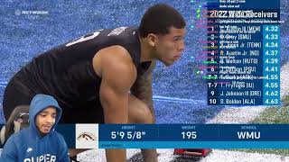 FlightReacts Wide Receivers Run the 40Yard Dash at 2022 NFL Combine Thornton hits 421 REACTION [upl. by Aileen319]