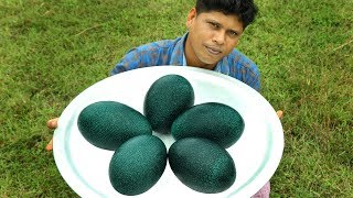 BIG EMU EGG OMELETTE  Healthy Emu Egg Recipe  Cooking Skill Village Food Channel [upl. by Alard]