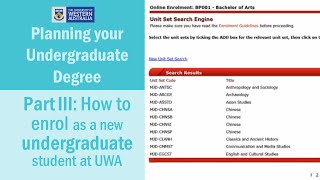 Part III How to Enrol as a New Undergraduate Student at UWA [upl. by Hux]