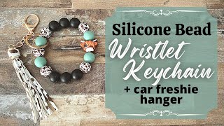 Silicone Bead Wristlet Tutorial  With Matching Car Freshie Hanger [upl. by Annaigroeg]