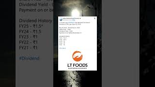 LT Foods Ltd has declared 3rd interim dividend for FY25 StockMarket Dividend Stocks [upl. by Eelrebmik]