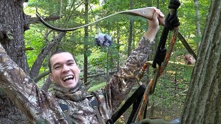 BIG Buck at 2 YARDS 61 Year old Recurve Bow [upl. by Einaeg]