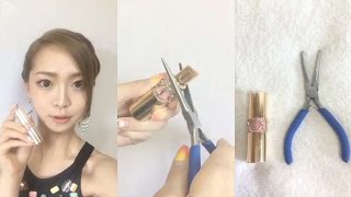 【リメイク】簡単かわいい♡使い終わったYSLのリップを指輪にリメイク♪ 【新井美穂】 Using YSLs lip to make a ring [upl. by Naylor]