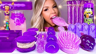 ASMR EDIBLE SLIME HAIR BRUSH TIK TOK FRUIT JELLY JELLO POPSICLE PURPLE FOOD CANDY MUKBANG 먹방 [upl. by Noyar206]