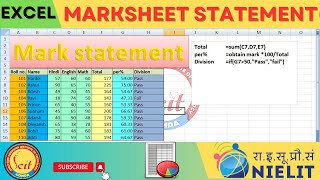 MS Excel me Marksheet kaise banaye  Students Marksheet kaise banate hai  How to create Marksheet [upl. by Norat]