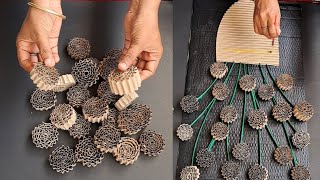 Amazing Home Decoration craft ideas  Waste cardboard using flower wall decor ideas  DIY Room decor [upl. by Eves]