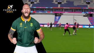 RG SNYMAN THROWS OUTRAGEOUS BACKPASS IN TRAINING  Springboks Stadium Run  Forever Rugby [upl. by Elleiram]