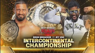 WWE 2K23  WWE RAW 92324 Intercontinental Championship Match  Jey Uso vs Bron Breakker c [upl. by Attirb]