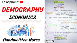 Demography  Indian Economy  Handwritten notes  Lec39  An Aspirant [upl. by Ferullo]