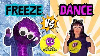 Freeze Dance Song amp Game For Kids  Brain Breaks Fun with The Song Monster [upl. by Ynnad]