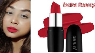 Swiss Beauty Pure Matte Lipstick  Red Colour  PRIYANKA [upl. by Ardnaxela]