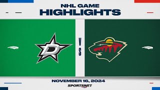 NHL Highlights  Stars vs Wild  November 16 2024 [upl. by Mackenie]