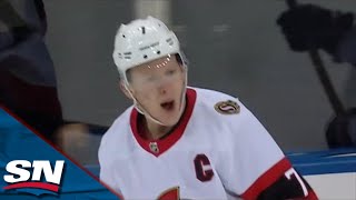 Senators Brady Tkachuk Scores 100th Career Goal To Complete Gordie Howe Hat Trick [upl. by Ching]