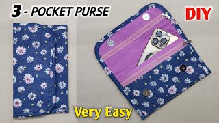 VERY EASY  DIY CLUTCH WALLET WITH MULTIPLE POCKETS  Easy Purse Bag Sewing Tutorial  Purse Making [upl. by Annaili]