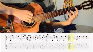 Theme from Princess Mononoke on Classical Guitar with tabs [upl. by Gardener]