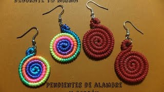 DIY Pendientes de cordon y alambre [upl. by Durr425]